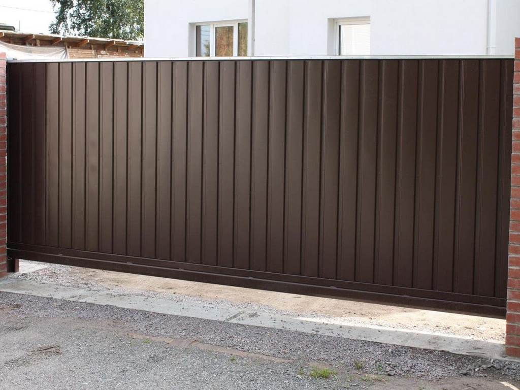 Откатные ворота из сэндвич панелей в Глебовском